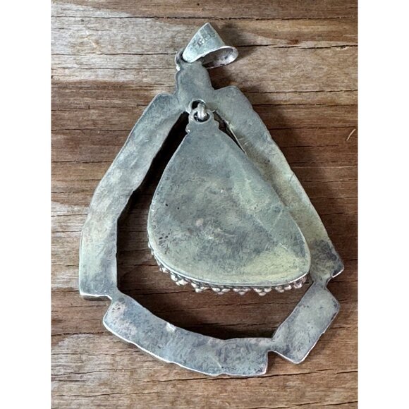 Handcrafted Sterling Silver & Turquoise Mosaic Pendant With Teardrop Design - Picture 7 of 7